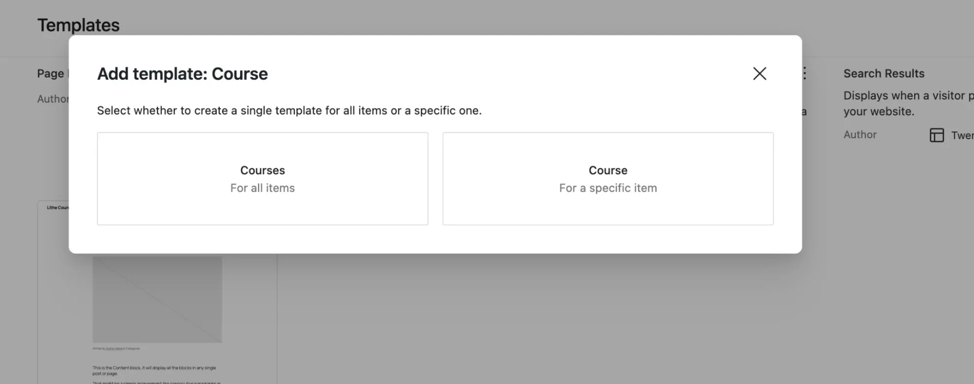 Template creation interface